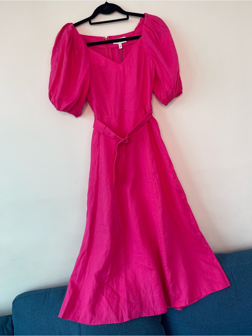 & Other Stories Los Angeles Atelier Linen Puff Sleeve Midi Dress